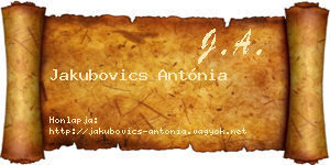Jakubovics Antónia névjegykártya